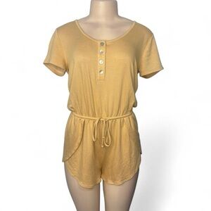 Lulu's Mustard Yellow Short-Sleeve Romper